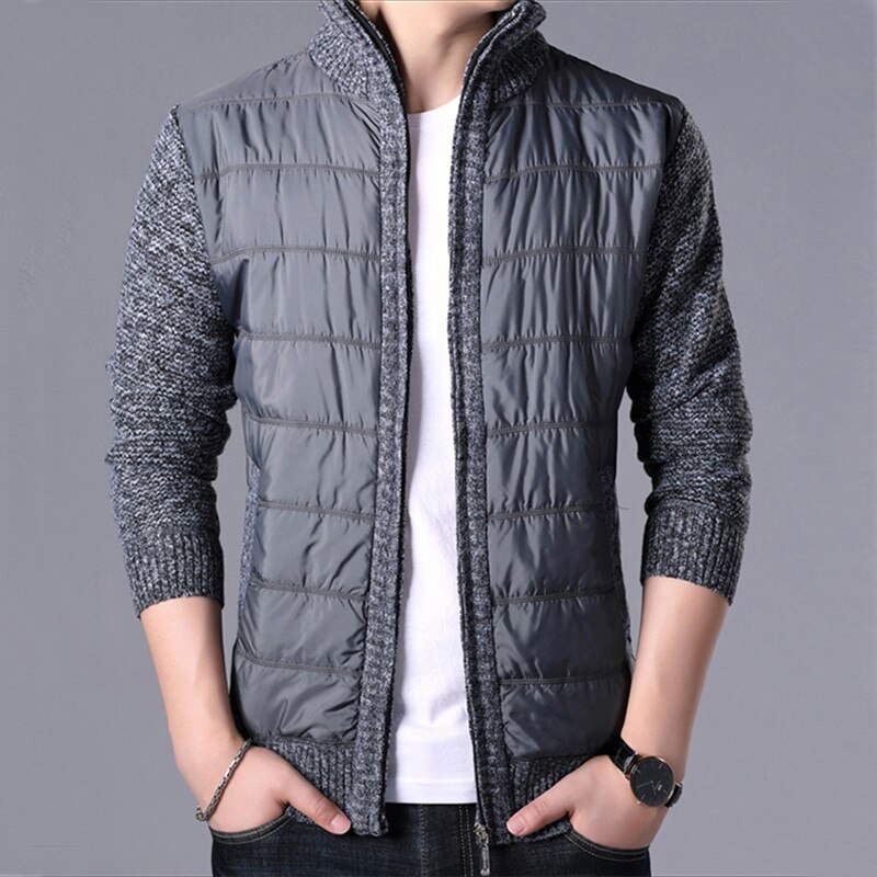 Fashion Winter Cardigan Men Thick Warm Sweater Coat Patchwork Slim Knitted Cardigan Sweater Mens Casual Cardigan Out